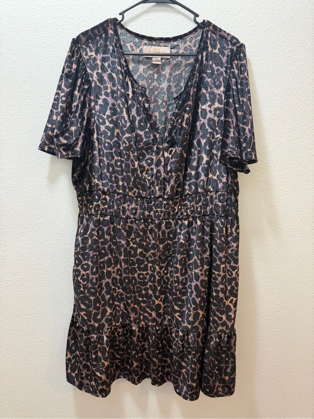 Leopard Print V-Neck Women’s Dress in Black and Brown
